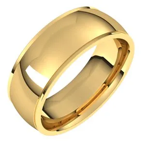 10K Yellow 7 mm Comfort Fit Edge Band Size 8