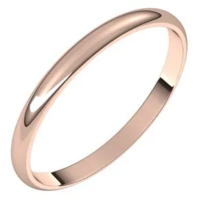 14K Rose 2 mm Half Round Ultra-Light Band Size 5.5