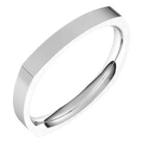 14K White 2.5 mm Square Comfort Fit Band Size 5