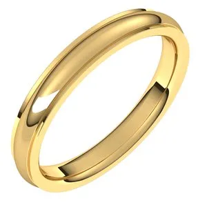14K Yellow 3 mm Comfort Fit Edge Band Size 8