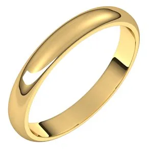 14K Yellow 3 mm Half Round Band Size 6
