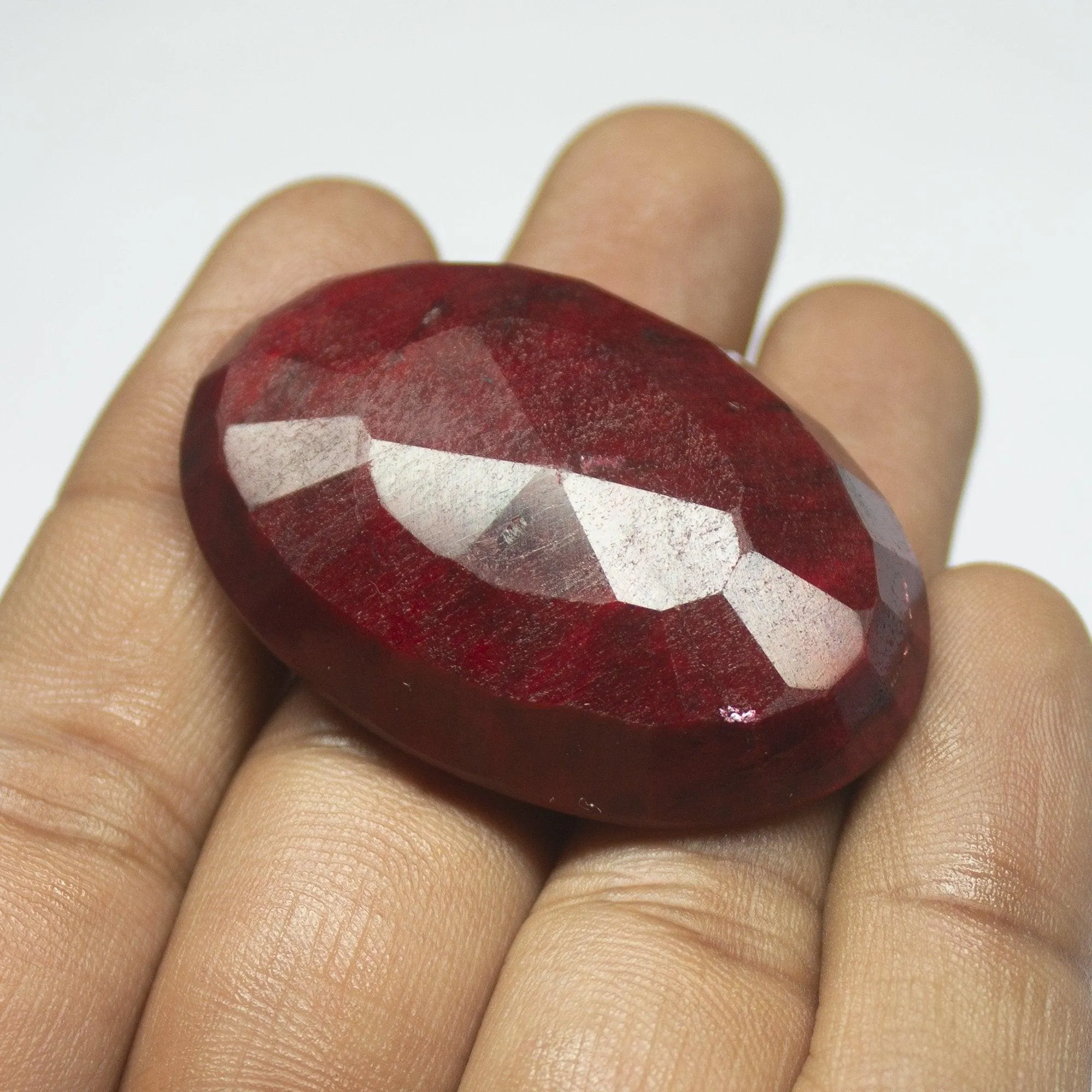 183ct, 46x32x12mm, Natural Blood Red Ruby Oval Cut Large Size Loose Gemstone, Ruby