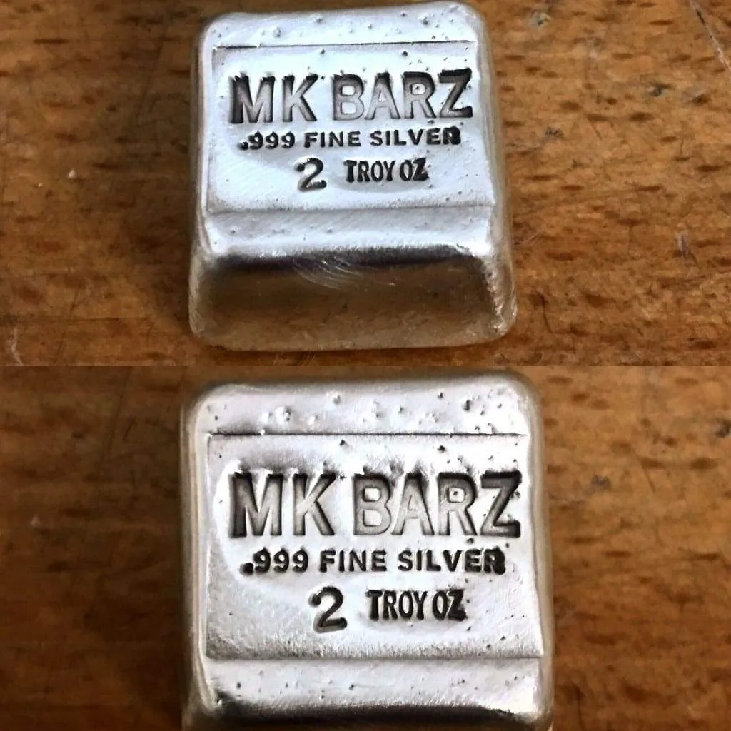 2 Ozt MK BarZ CLassic "Vintage Antique Stamp" Cube .999 FS