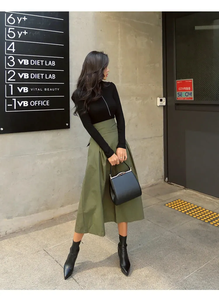 2025 Women's Korean Fashion High Waist Skirt