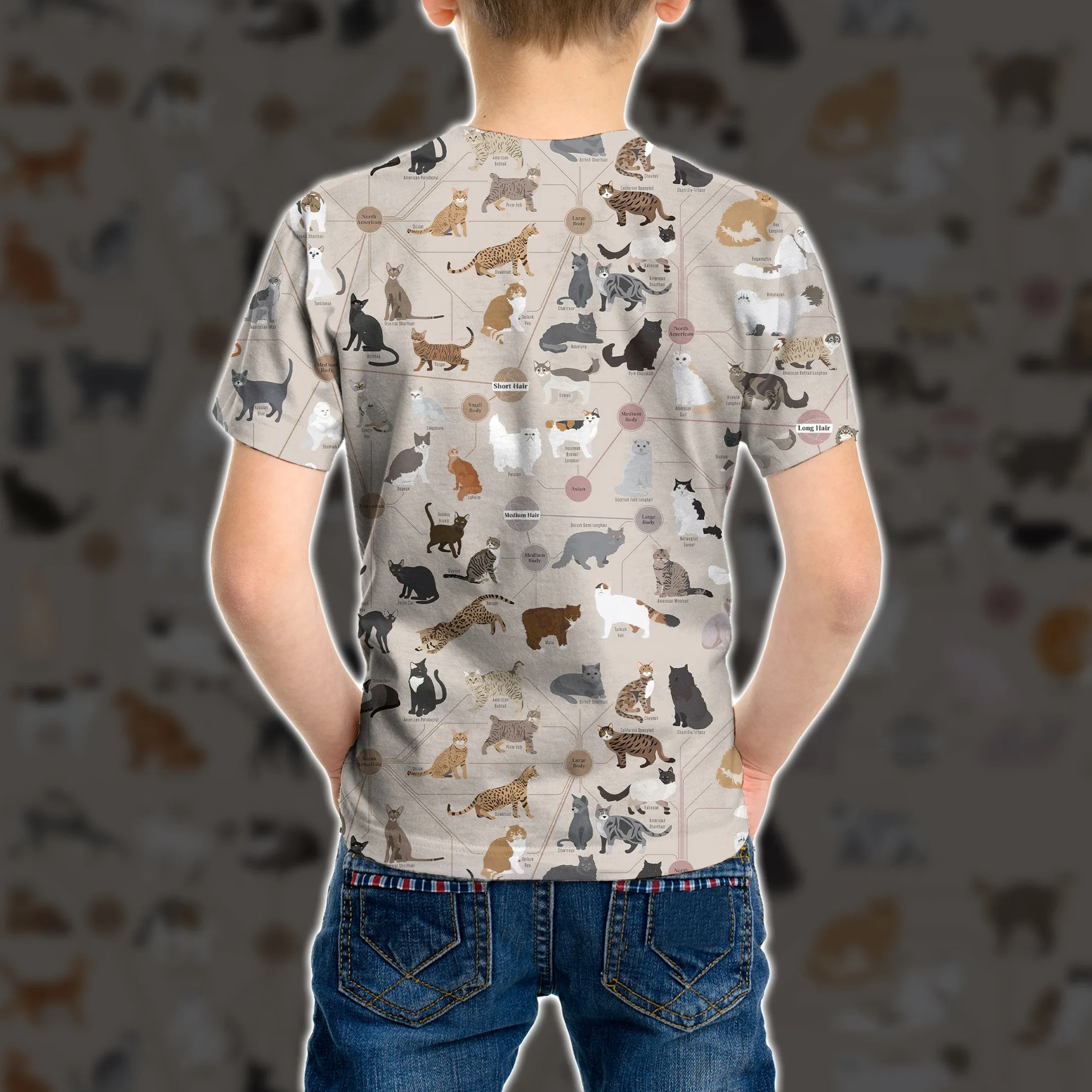 3D All Over Printed All Breeds Of Cats Kid Tshirt QT210714