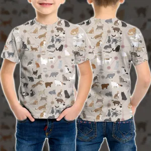 3D All Over Printed All Breeds Of Cats Kid Tshirt QT210714