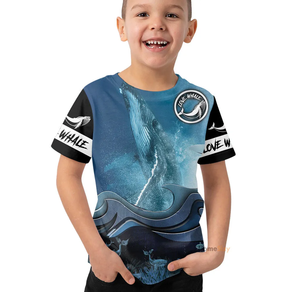 3D Loving Whale Watching Custom Kid Tshirt QT306161Hg