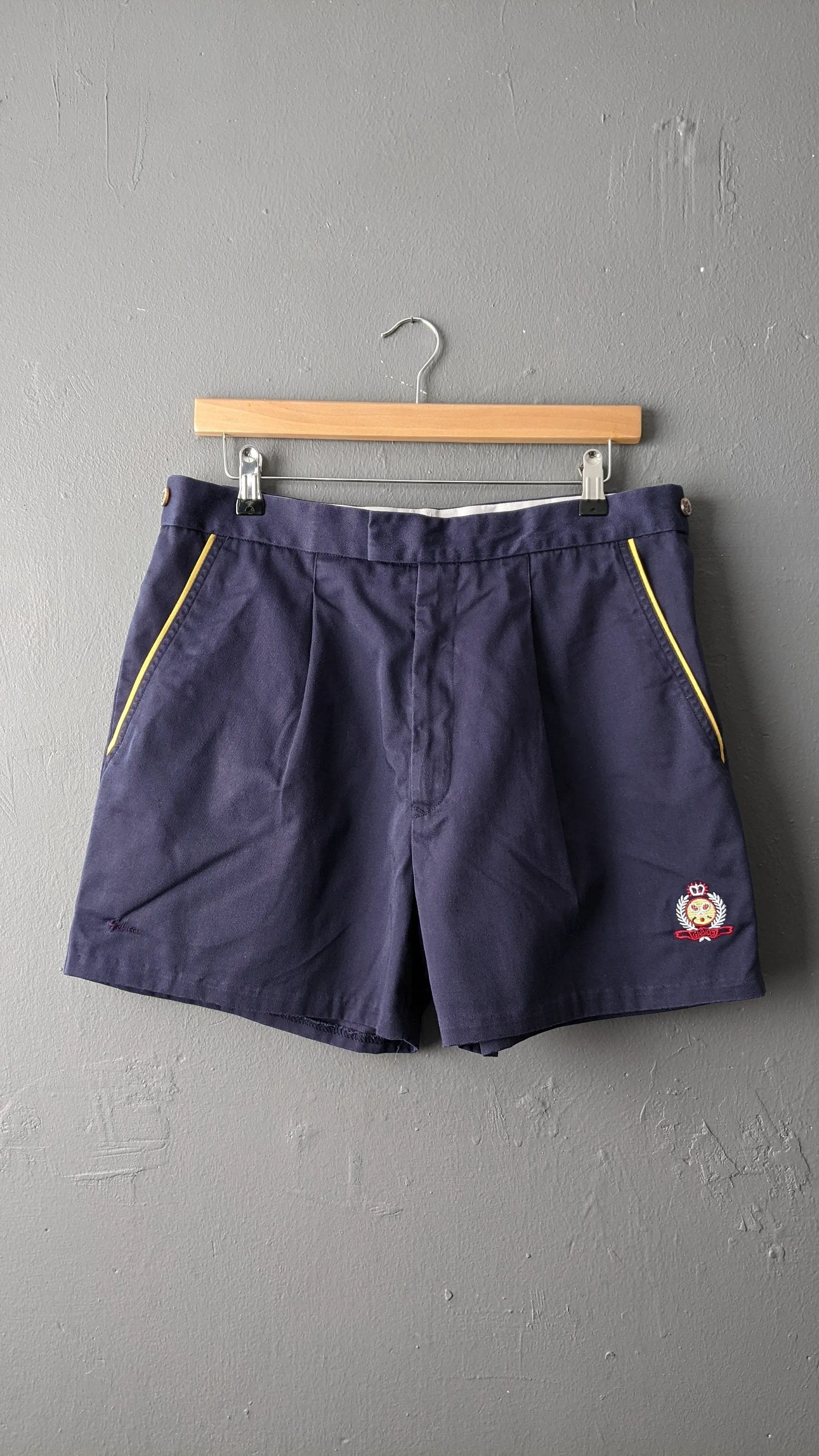 90s Mens Tennis Shorts, Navy Blue Gabicci Menswear, Size Small 32 34 Waist