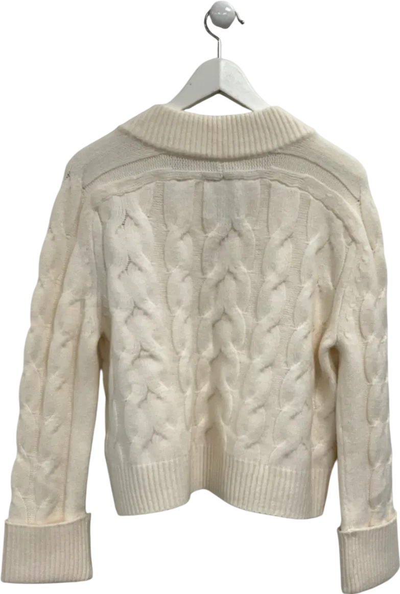 Abercrombie & Fitch Cream Easy V-neck Cable Sweater UK S