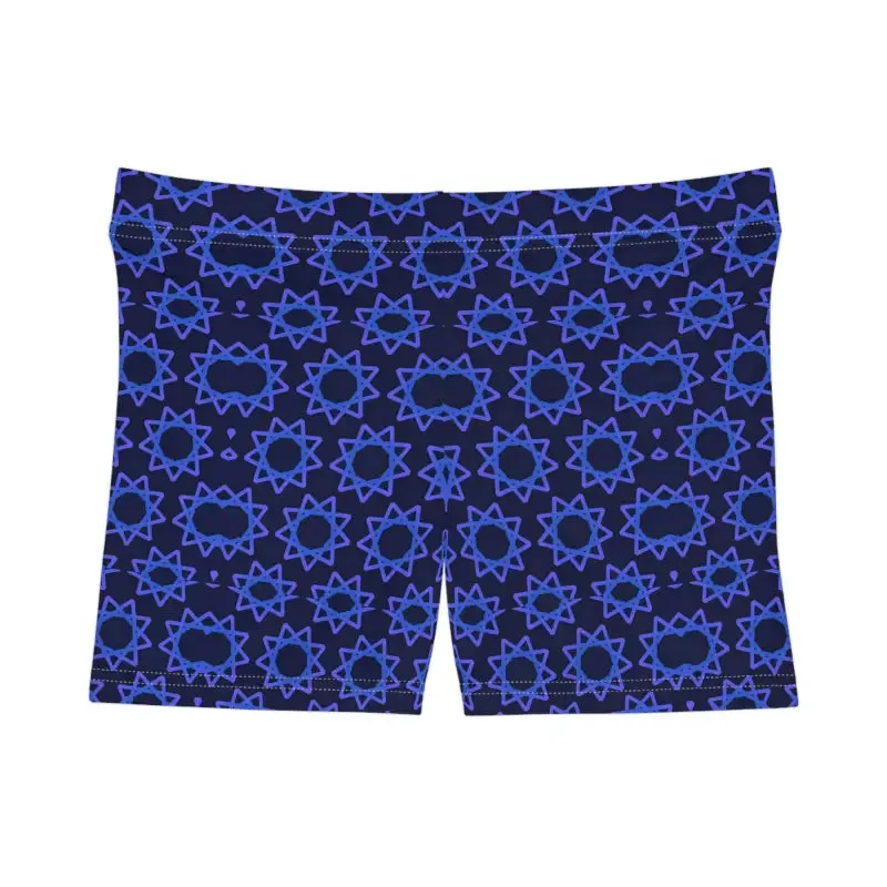 Abstract Star Pattern Blue Shorts for Cool Comfort