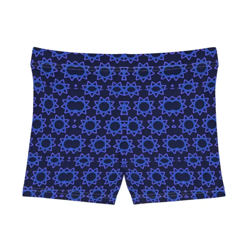 Abstract Star Pattern Blue Shorts for Cool Comfort