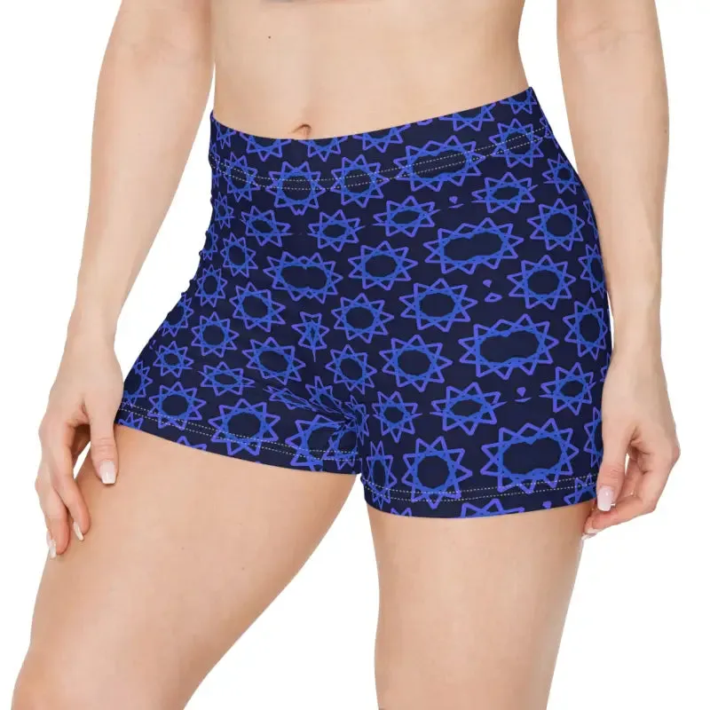 Abstract Star Pattern Blue Shorts for Cool Comfort