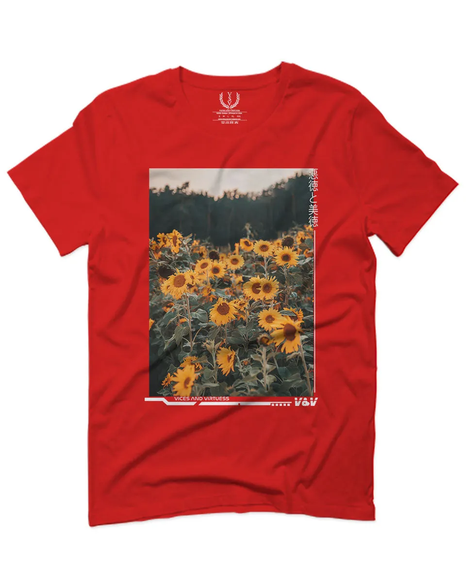 Aesthetic Cute Floral Sunflower Botanical Print Graphic Fashion For men T Shirt