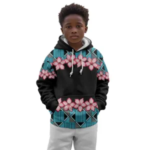 African Adenium Multiflorum Flowers Kid Hoodie with Kente Style LT9
