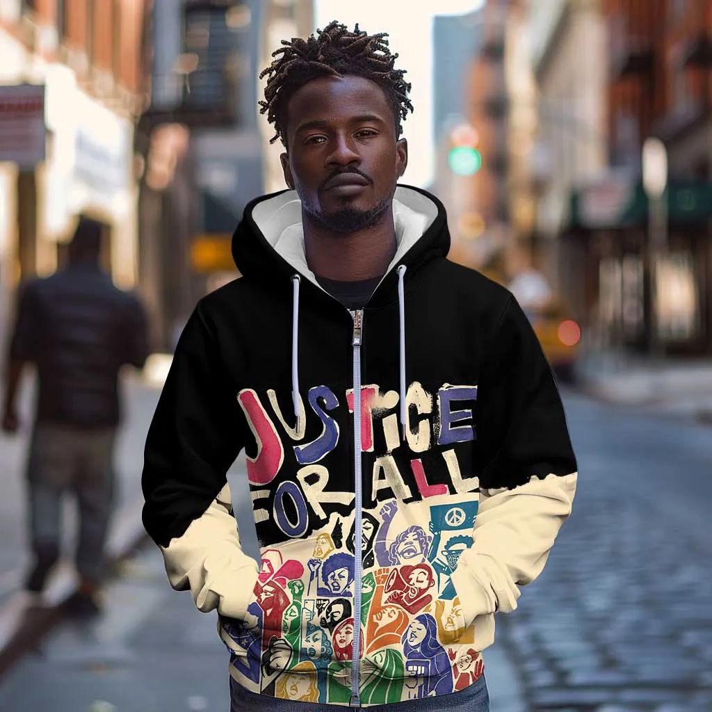 African Stand Firm Zip Hoodie Justice For All DT03