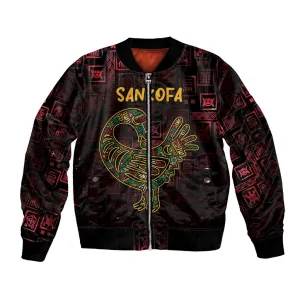 Afro-American Culture Bomber Jacket Adinkra Sankofa Bird - Cosmic Red LT7
