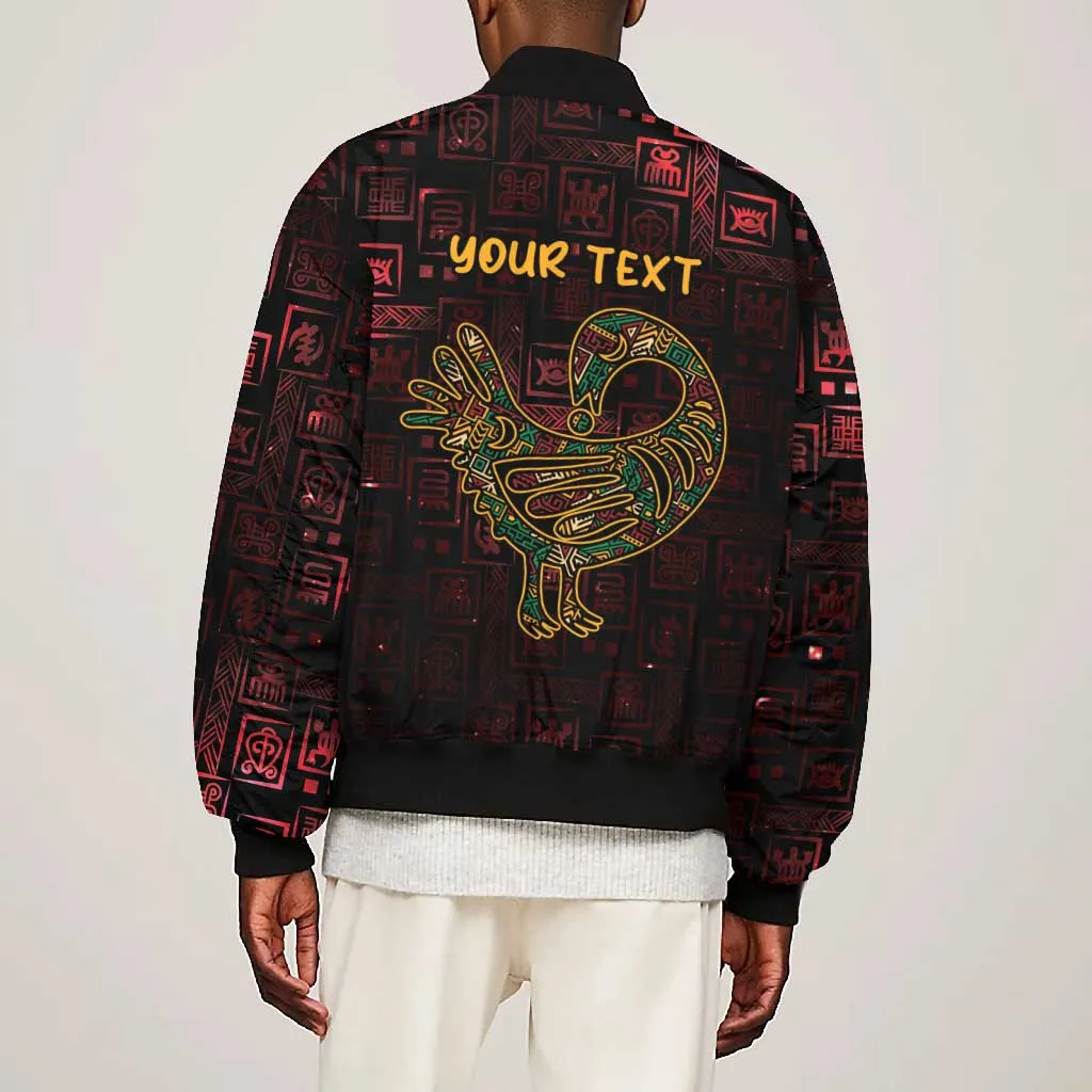 Afro-American Culture Bomber Jacket Adinkra Sankofa Bird - Cosmic Red LT7