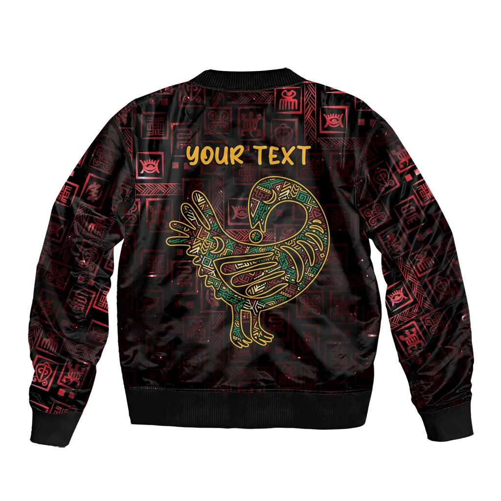 Afro-American Culture Bomber Jacket Adinkra Sankofa Bird - Cosmic Red LT7