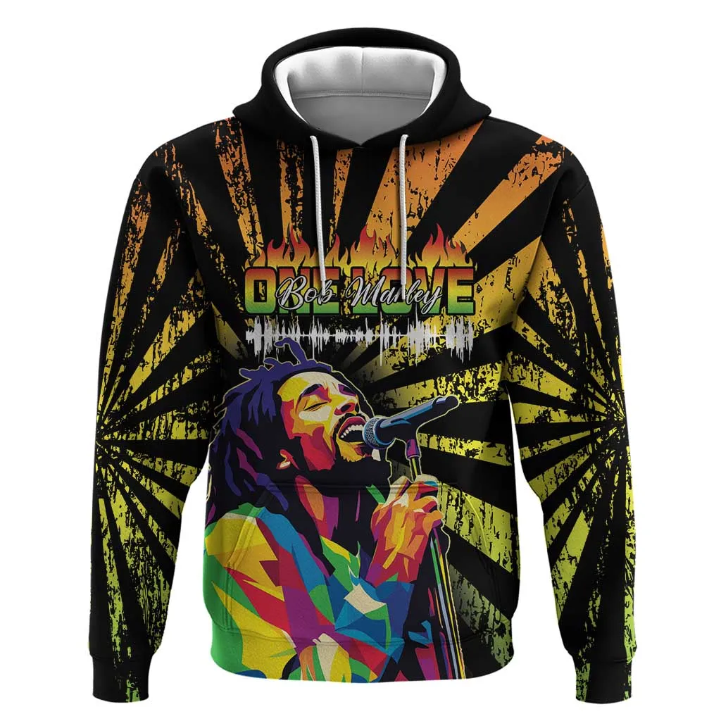 Afro-American Reggae Legend Bob Zip Hoodie One Love - Grunge Style LT15