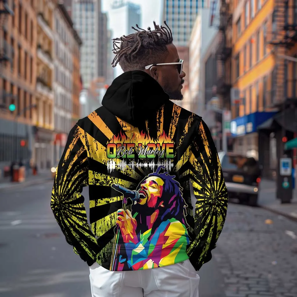 Afro-American Reggae Legend Bob Zip Hoodie One Love - Grunge Style LT15
