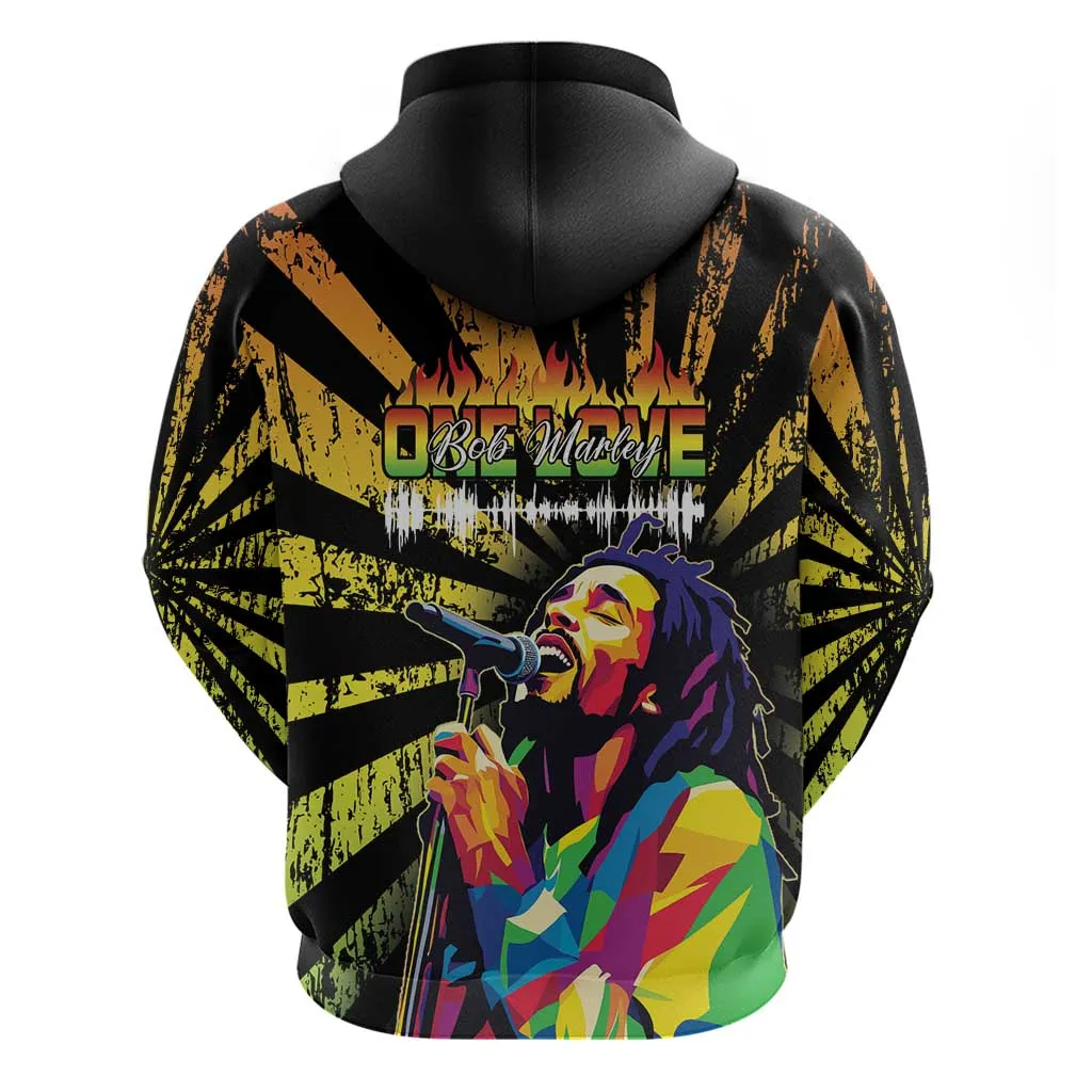 Afro-American Reggae Legend Bob Zip Hoodie One Love - Grunge Style LT15