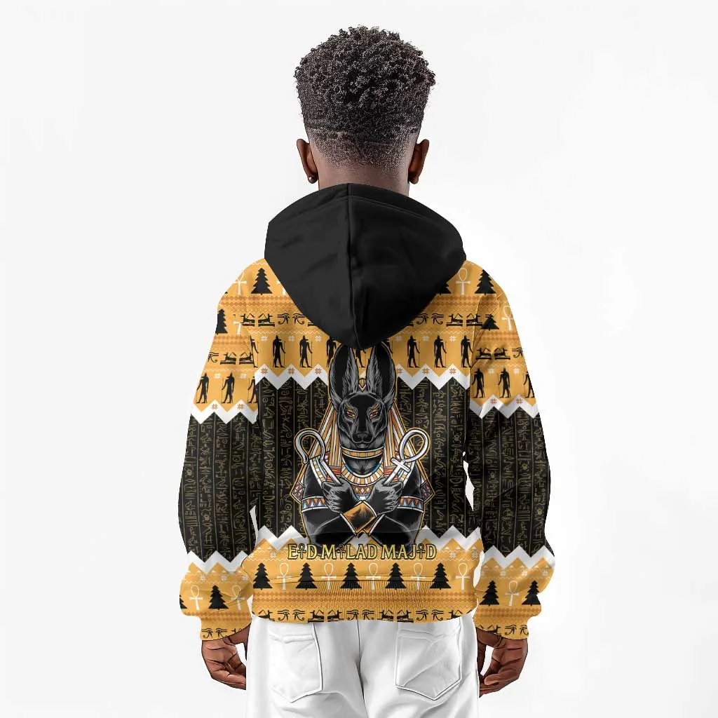 Afro Ancient Egyptian Kid Hoodie Anubis - Merry Christmas LT15