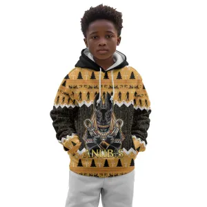 Afro Ancient Egyptian Kid Hoodie Anubis - Merry Christmas LT15