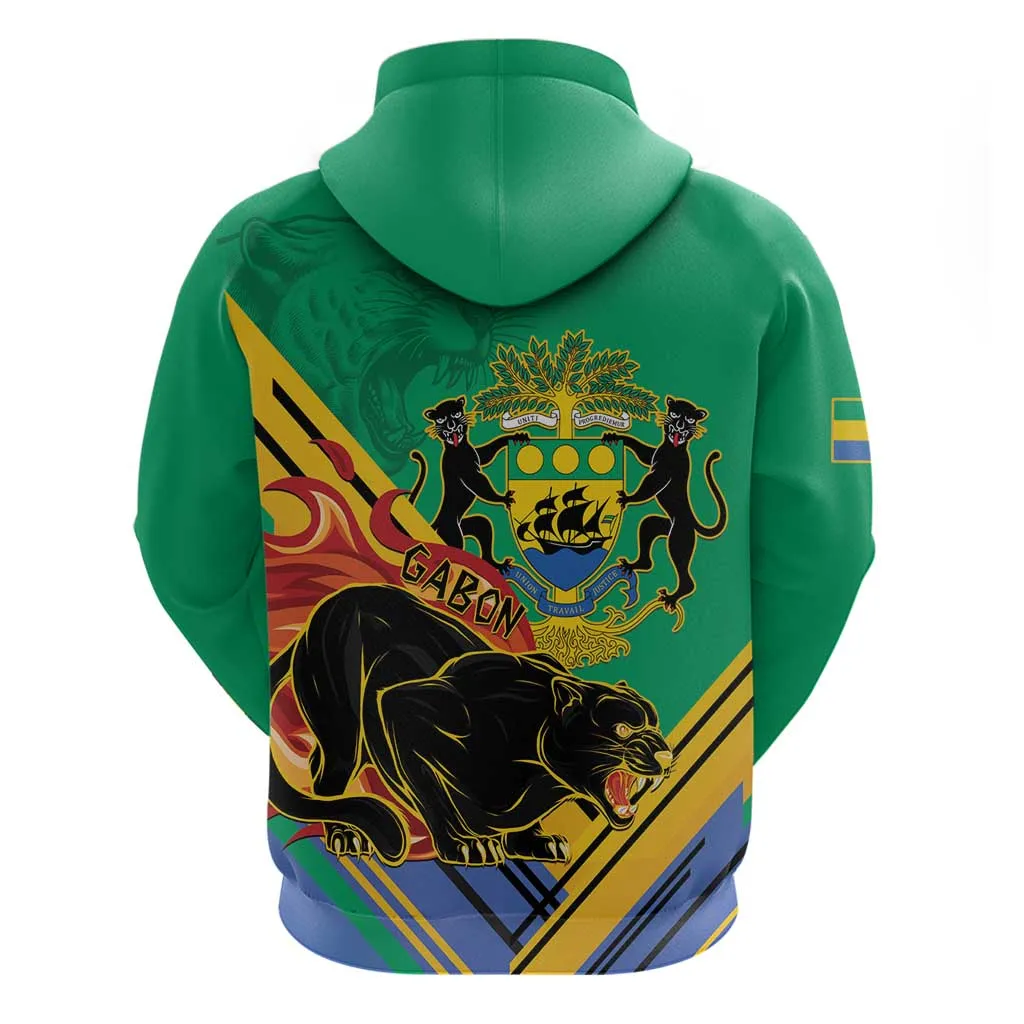 Afro Gabon Zip Hoodie Black Panther With Coat Of Arms LT15