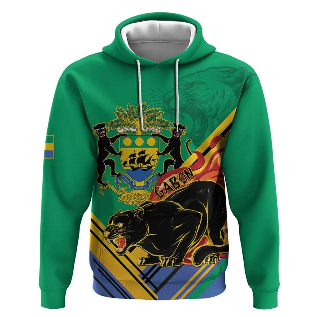 Afro Gabon Zip Hoodie Black Panther With Coat Of Arms LT15