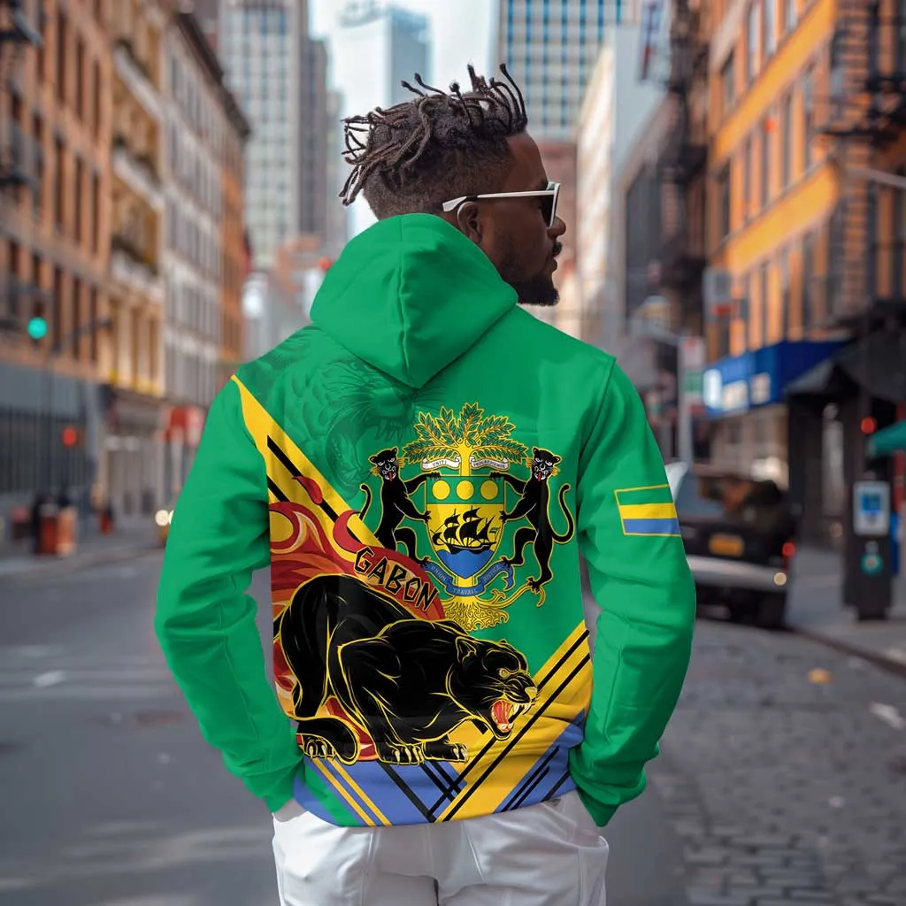 Afro Gabon Zip Hoodie Black Panther With Coat Of Arms LT15