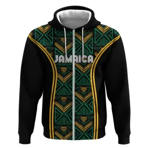 Afro-Jamaica Custom Zip Hoodie Reggae Boyz Ethnic Motifs LT7