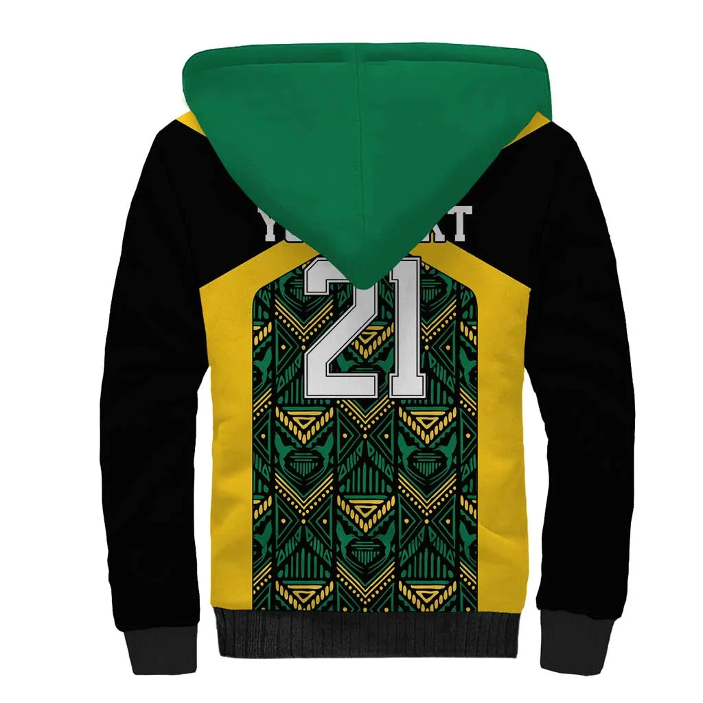 Afro-Jamaicans Football Custom Sherpa Hoodie Black Ethnic Motifs LT9