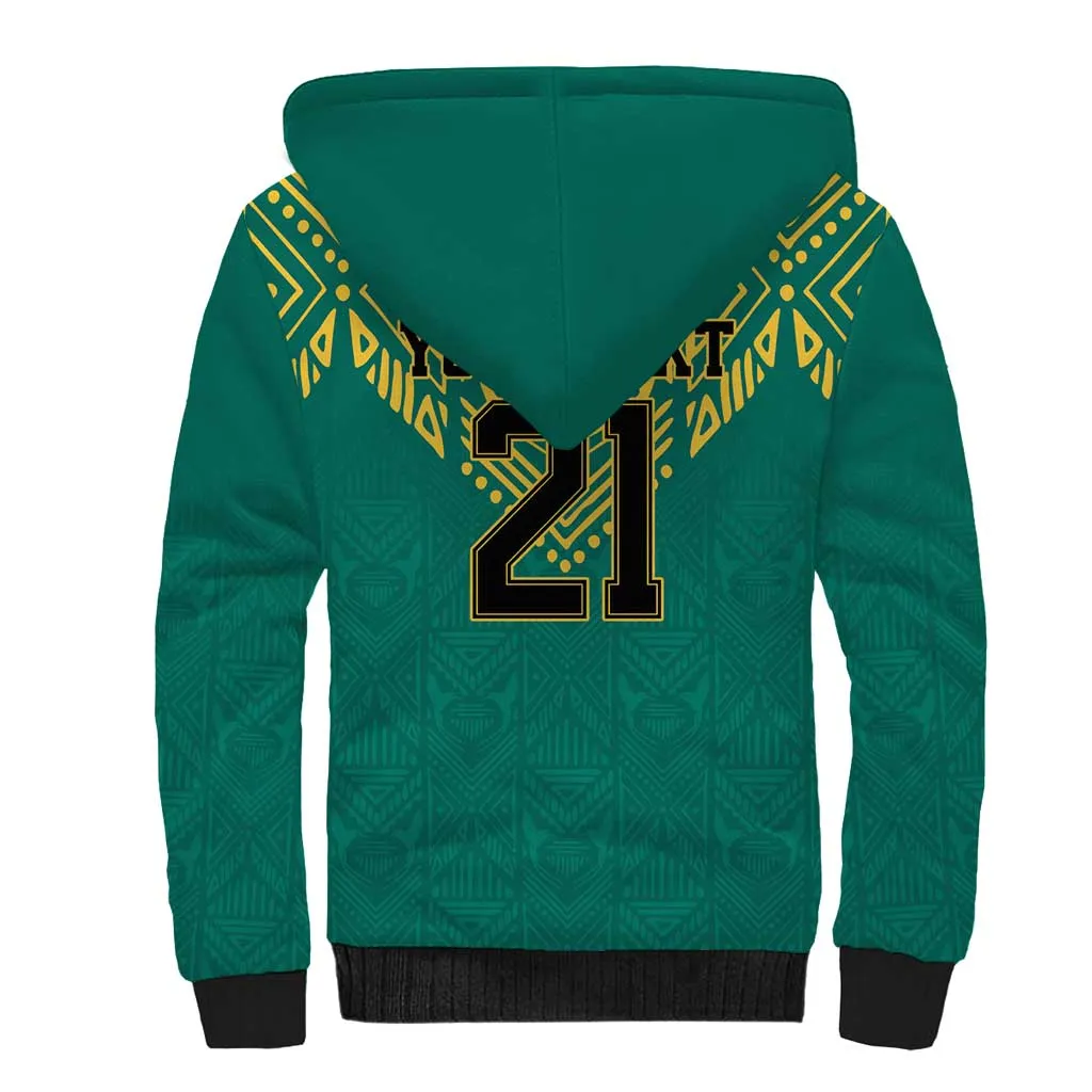 Afro-Jamaicans Tribal Custom Football Sherpa Hoodie Green Style LT9