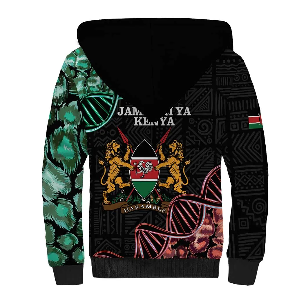 Afro Kenya Sherpa Hoodie Kenyan Is In My DNA - Jamhuri Day LT14
