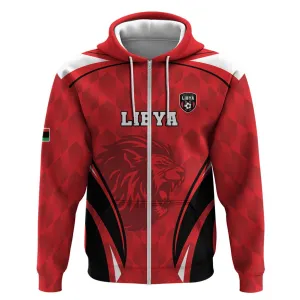 Afro Libya Football Custom Zip Hoodie Barbary Lion - Sporty Style LT15