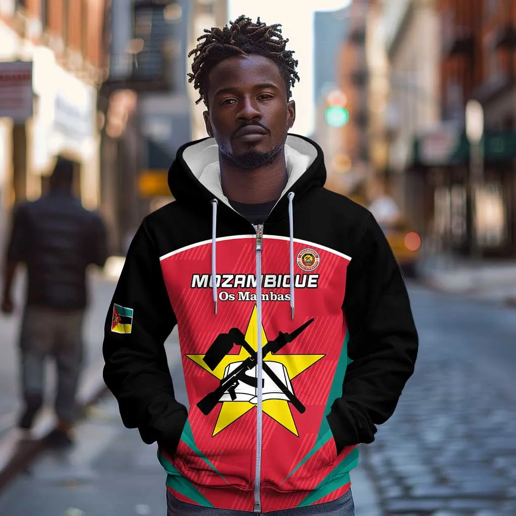 Afro Mozambique Football Custom Zip Hoodie Go Os Mambas LT15