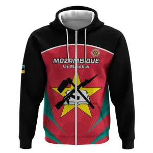 Afro Mozambique Football Custom Zip Hoodie Go Os Mambas LT15