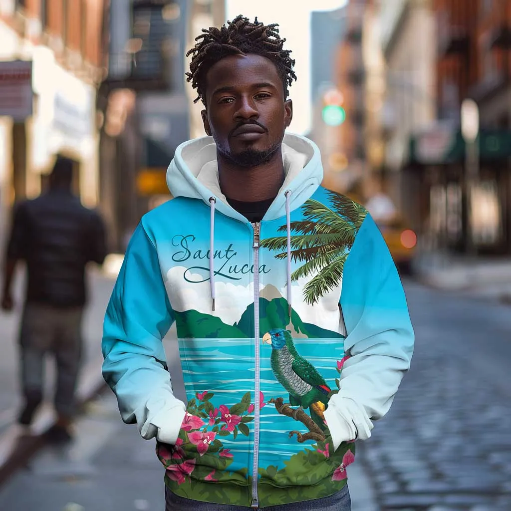 Afro-Saint Lucians Zip Hoodie Pitons Landscape LT7