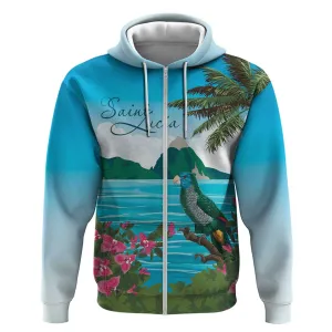 Afro-Saint Lucians Zip Hoodie Pitons Landscape LT7