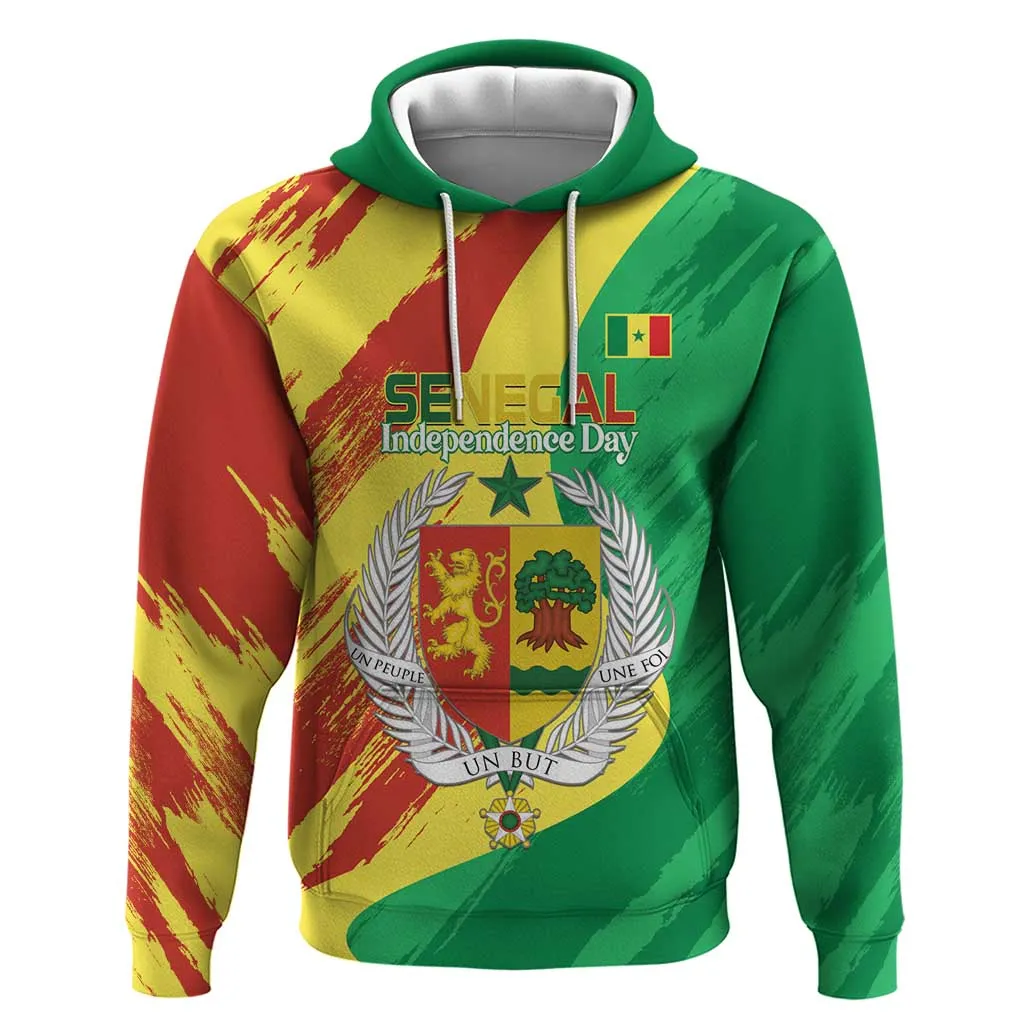 Afro Senegal Independence Day Zip Hoodie Coat Of Arms Grunge Style LT14