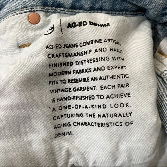 AG® Adriano Goldshmied Alexxis Jean Shorts in 23 Years Facade Patched, 32, NWT