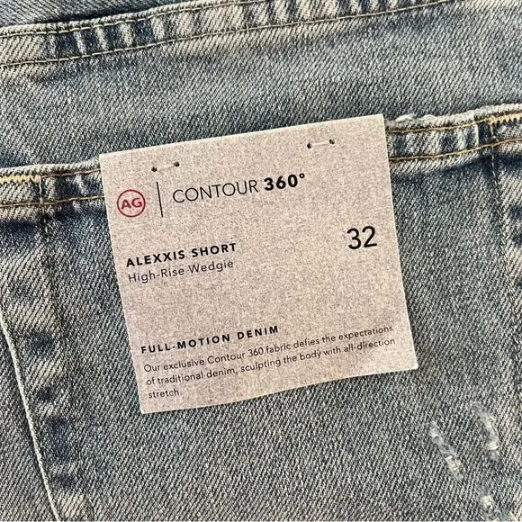 AG® Adriano Goldshmied Alexxis Jean Shorts in 23 Years Facade Patched, 32, NWT