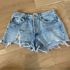Agolde Parker Vintage Cut Off Short Lite Blue High Rise Distressed Jean Denim 28