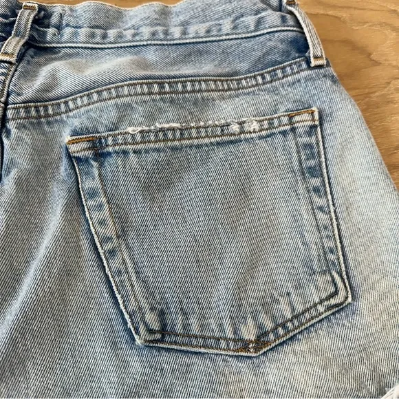 Agolde Parker Vintage Cut Off Short Lite Blue High Rise Distressed Jean Denim 28
