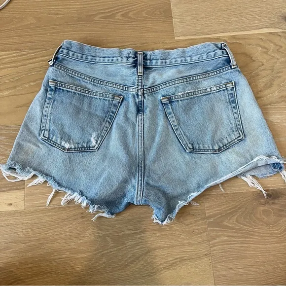 Agolde Parker Vintage Cut Off Short Lite Blue High Rise Distressed Jean Denim 28