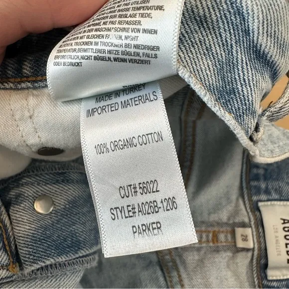 Agolde Parker Vintage Cut Off Short Lite Blue High Rise Distressed Jean Denim 28