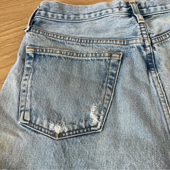 Agolde Parker Vintage Cut Off Short Lite Blue High Rise Distressed Jean Denim 28