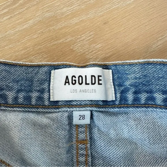 Agolde Parker Vintage Cut Off Short Lite Blue High Rise Distressed Jean Denim 28