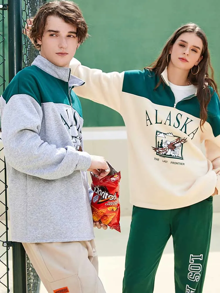 ALASKA Eagle Print Fleece Unisex Sweatshirt