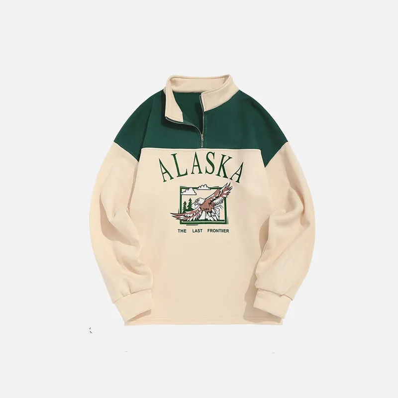 ALASKA Eagle Print Fleece Unisex Sweatshirt